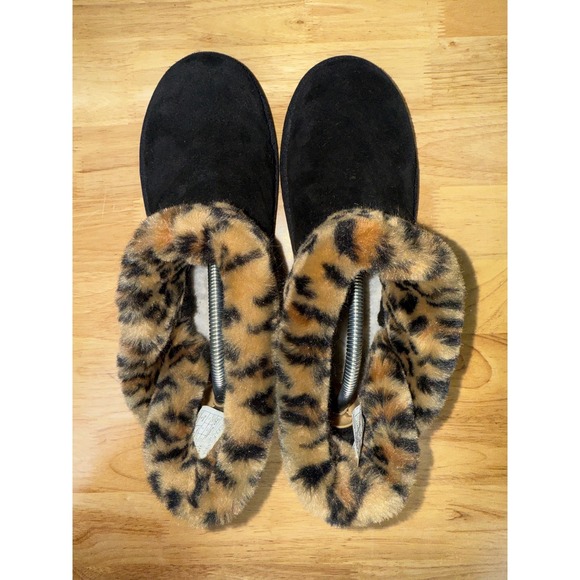 UGG Koolaburra Aribel Short Folding Boots Leopard Animal Print Black Womens 10 - Picture 7 of 11